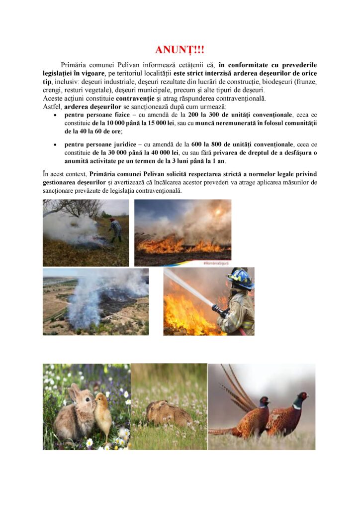 anunț arderea
